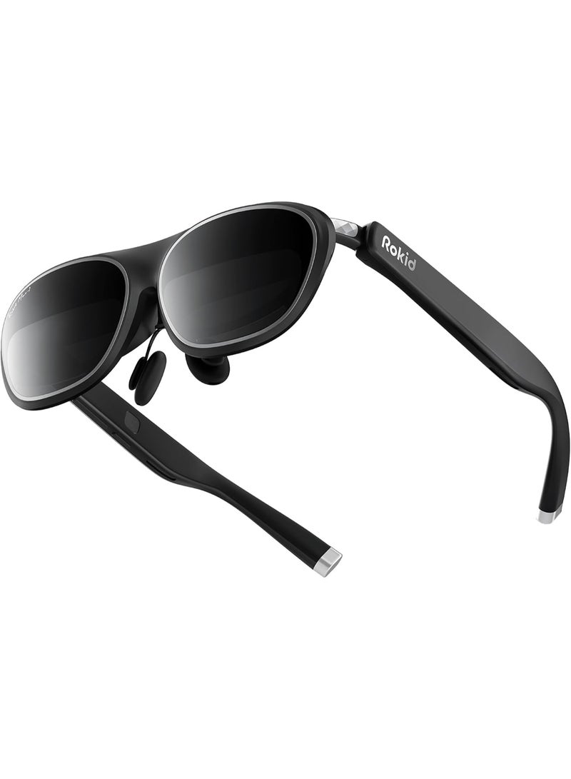 Rokid Max 2 AR Glasses Black, 215" Micro-OLED Display, 50° FOV, 600 Nits Brightness, Compatible with Smart Phone, Steam Deck, ROG, and More, Immersive Wearable Display for Gaming & Entertainment - Image 1